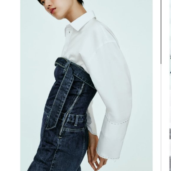 NWT ZARA STRAPLESS TRF DENIM DRESS - Picture 4 of 10